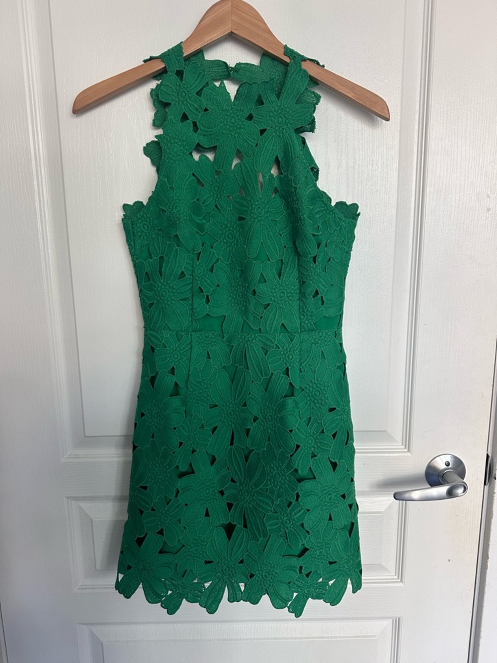 SAYLOR x FP Emerald Green Floral LACE High Neck Mini Dress